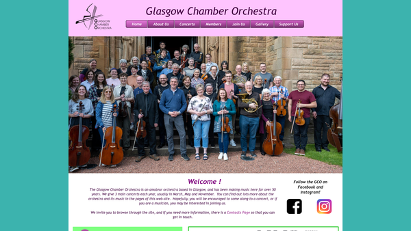 Screenshot of the Glasgow Chamber Orchestra Society website