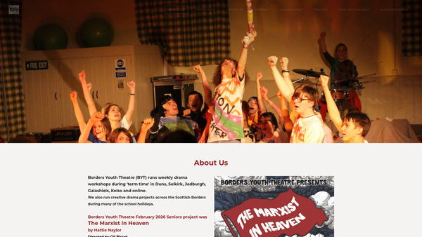 Screenshot of the Borders Youth Theatre website