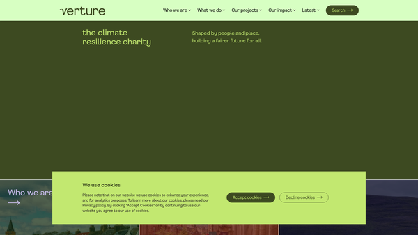 Screenshot of the Verture website