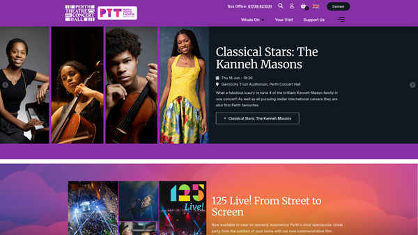 Screenshot of the Horsecross Arts Ltd website