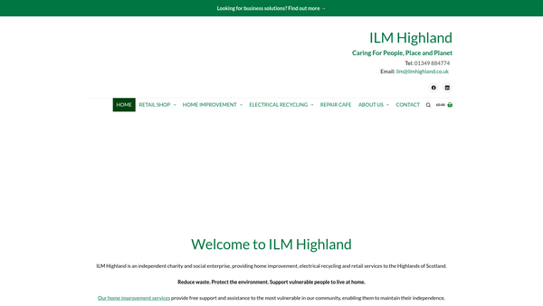Screenshot of the ILM (Highland) website