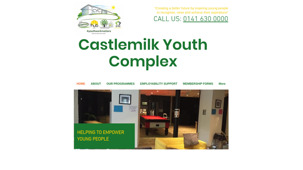 Screenshot of the Castlemilk Youth Complex Limited website