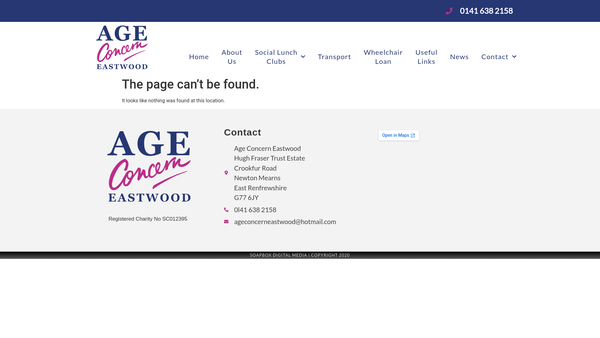 Screenshot of the Age Concern Eastwood Dementia Project website