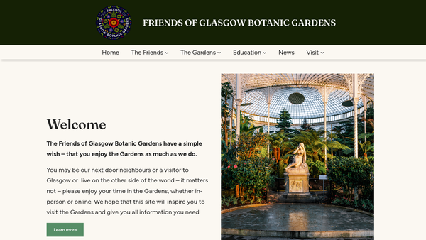 Screenshot of the Friends Of Glasgow Botanic Gardens website