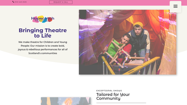 Screenshot of the Hopscotch Theatre Company website