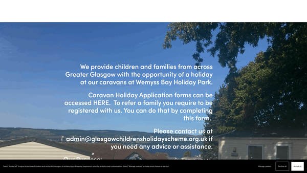 Screenshot of the Glasgow Children's Holiday Scheme website