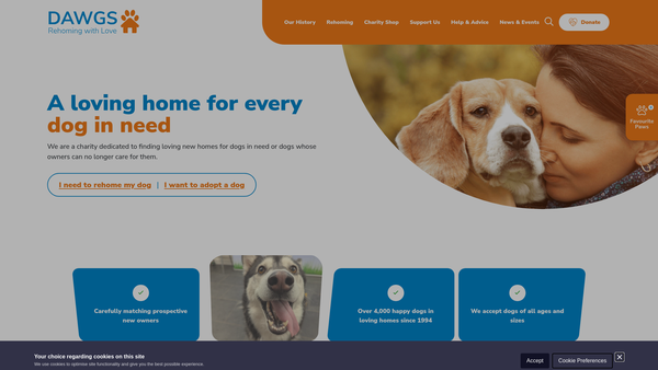 Screenshot of the Dog Action Working Group Scotland SCIO website