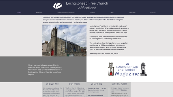 Screenshot of the Lochgilphead Free Church of Scotland website