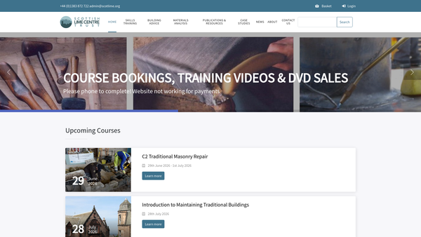 Screenshot of the Scottish Lime Centre Trust website