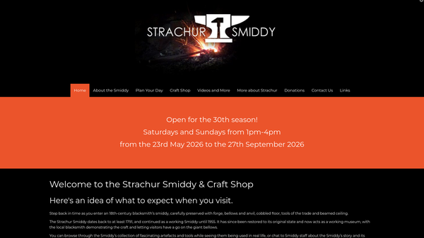 Screenshot of the Old Smiddy Strachur Museum Society website
