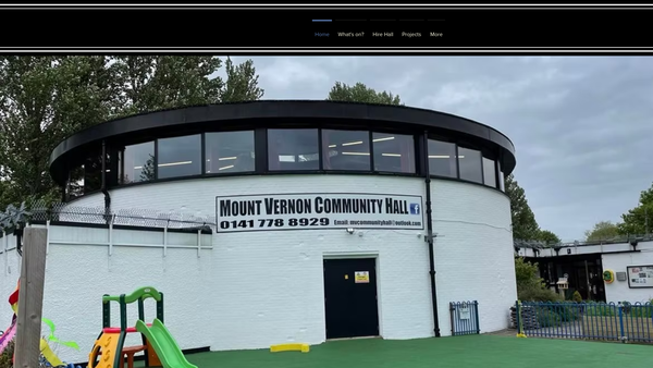 Screenshot of the Mount Vernon Community Hall website