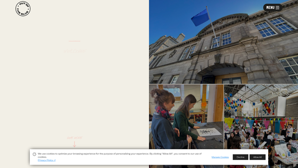 Screenshot of the Out Of The Blue Arts & Education Trust website