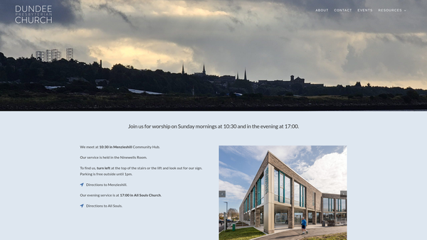 Screenshot of the Dundee Associated Presbyterian Church website