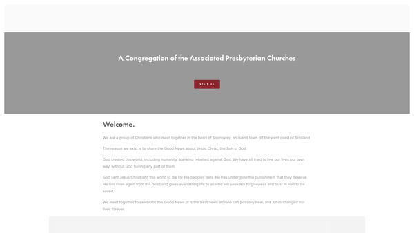 Screenshot of the Stornoway & Harris Associated Presbyterian Churches: Stornoway website