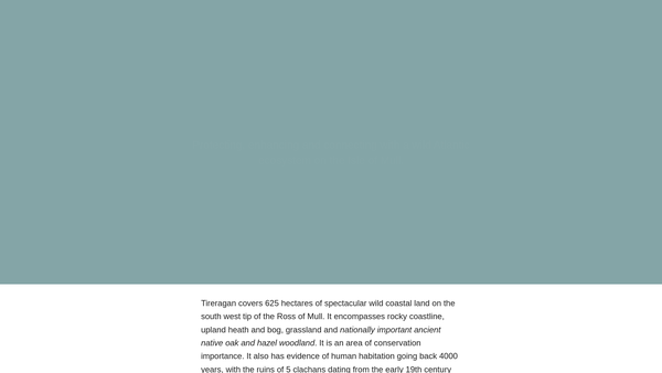 Screenshot of the Tireragan Trust website