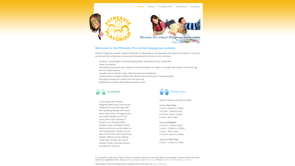 Screenshot of the Pitreavie Playgroup website
