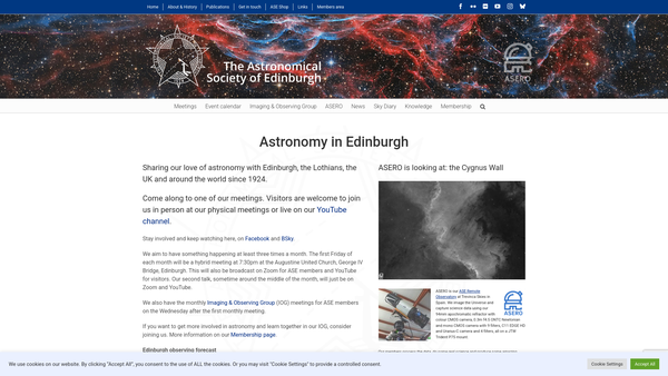 Screenshot of the Astronomical Society Of Edinburgh website