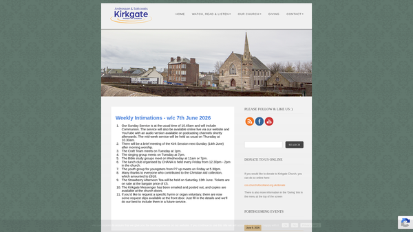 Screenshot of the Ardrossan & Saltcoats Kirkgate Parish Church of Scotland website