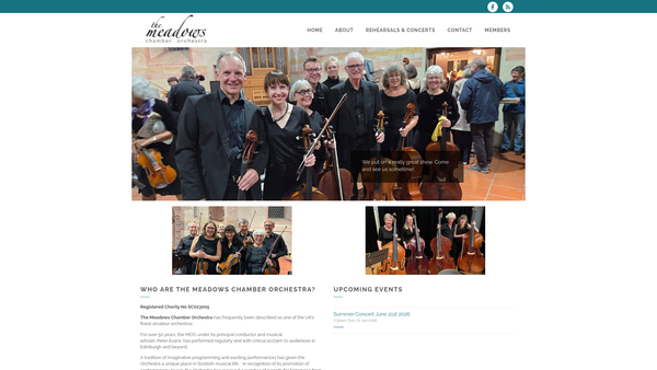 Screenshot of the Meadows Chamber Orchestra website