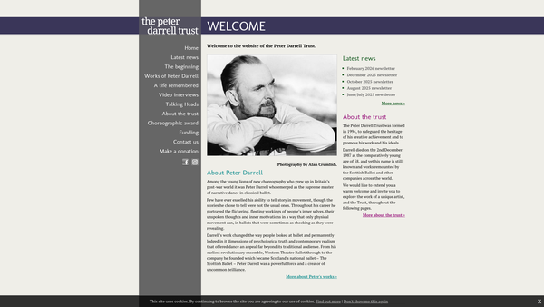 Screenshot of the Peter Darrell Trust website