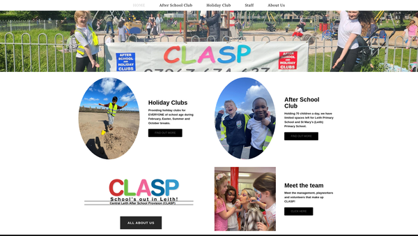 Screenshot of the Central Leith After School Provision website