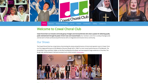 Screenshot of the Cowal Choral Club website