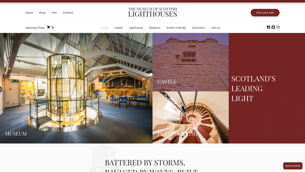 Screenshot of the Scotland's Lighthouse Museum Limited website