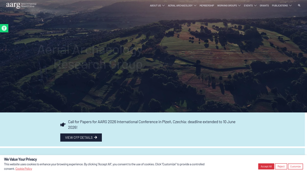 Screenshot of the Aerial Archaeology Research Group website