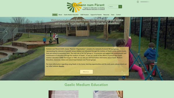 Screenshot of the Comann Nam Parant (Naiseanta) website