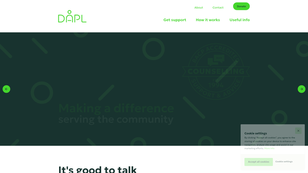 Screenshot of the Drugs, Alcohol and Psychotherapies Limited website
