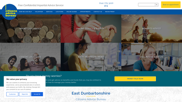 Screenshot of the East Dunbartonshire Citizens Advice Bureau website
