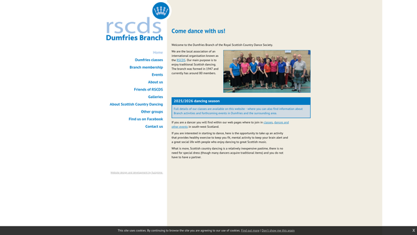 Screenshot of the Royal Scottish Country Dance Society Dumfries Branch website
