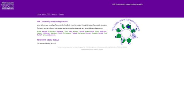 Screenshot of the Fife Community Interpreting Service website