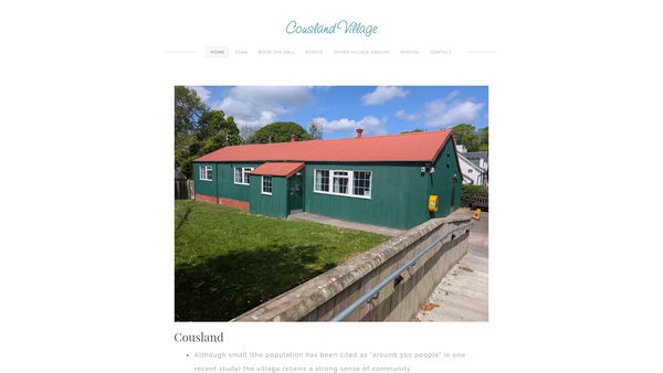 Screenshot of the Cousland Village Association website
