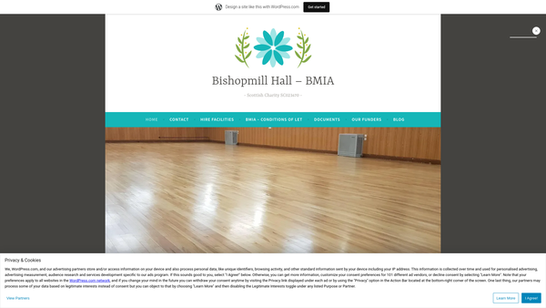 Screenshot of the Bishopmill Mutual Improvement Association (B M I A) website