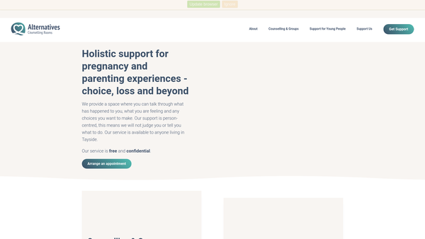 Screenshot of the Dundee Crisis Pregnancy Trust website