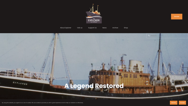 Screenshot of the SS Explorer Preservation Society website