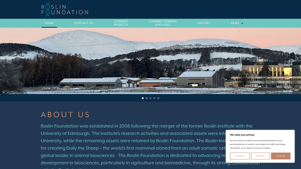 Screenshot of the Roslin Foundation website