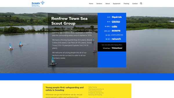Screenshot of the Renfrew Town Sea Scouts website