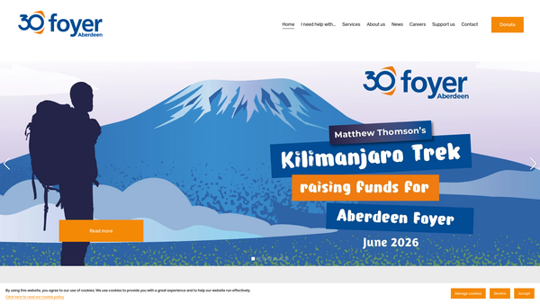 Screenshot of the Aberdeen Foyer website
