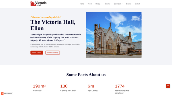 Screenshot of the Victoria Hall Trust website