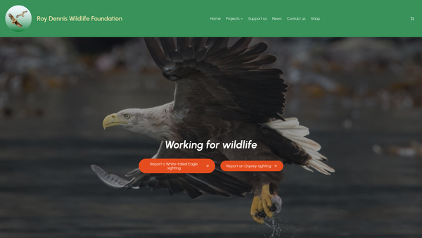 Screenshot of the Roy Dennis Wildlife Foundation website