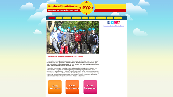 Screenshot of the Parkhead Youth Project website