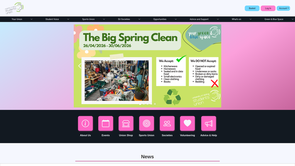Screenshot of the University of Stirling Students' Union website