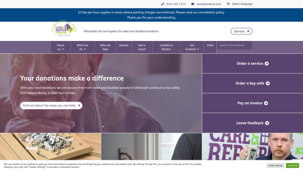 Screenshot of the Care And Repair Edinburgh Ltd website