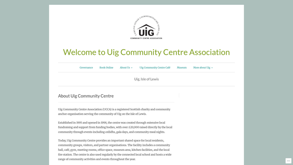 Screenshot of the Uig Community Centre Association website