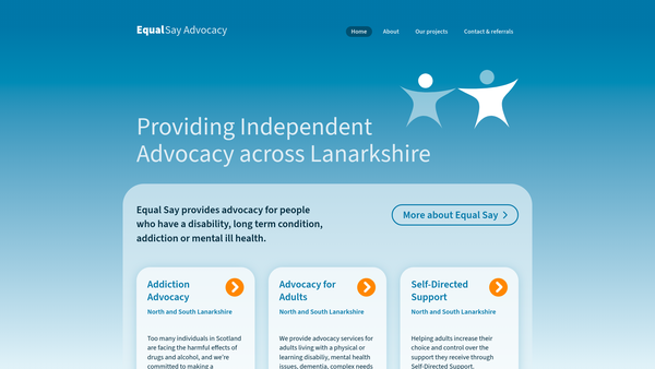 Screenshot of the Equal Say Limited website