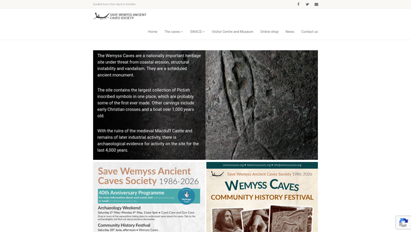 Screenshot of the Save Wemyss Ancient Caves Society website