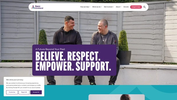 Screenshot of the Apex Scotland website