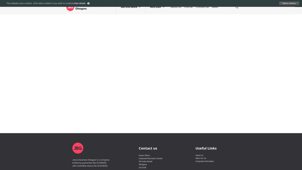 Screenshot of the Jobs and Business Glasgow website
